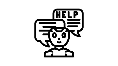 Help chat bot line icon animation Vidéo 326765077