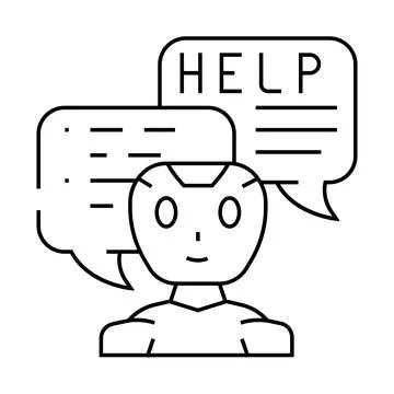 Help chat bot line icon vector illustration Stock Illustration