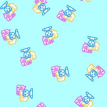 Help chat bot vector seamless pattern Illustrazione stock