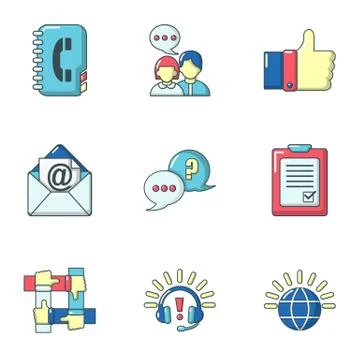 Help command icons set, cartoon style Illustrazione stock