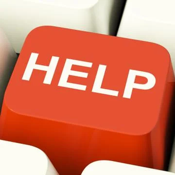 Help computer button showing assistance support and answers Stock Illustration