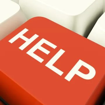 Help computer key showing assistance support and answers Illustrazione stock