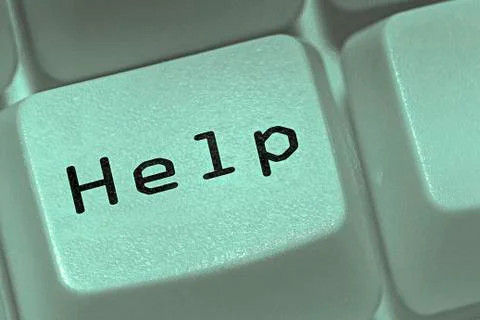 Help concept with computer key on keyboard Illustrazione stock
