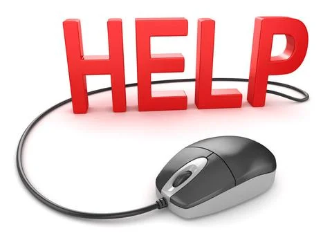 Help concept with computer mouse Help concept with computer mouse , This i... Stock-Fotos