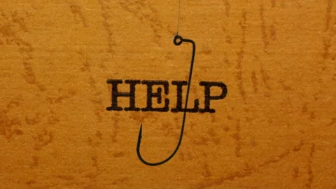Help Concept With Fishing Hook Over Text Symbolizing Phishing Scam Stock Footage 333072645