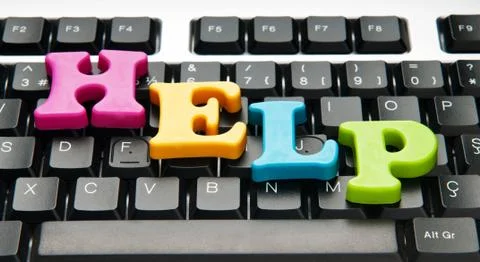 HELP concept with letters on keyboard 스톡 사진