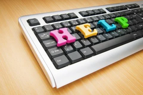 HELP concept with letters on keyboard 스톡 사진