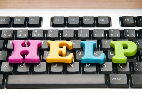 HELP concept with letters on keyboard 스톡 사진