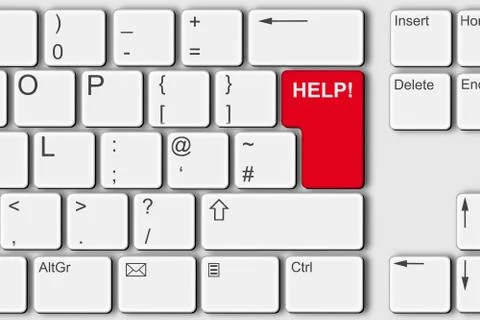 Help concept PC computer keyboard illustration red Stock Illustration