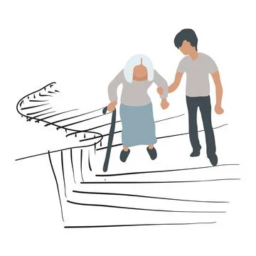 Help Concept vector illustration , Helping elderly women Illustrazione stock