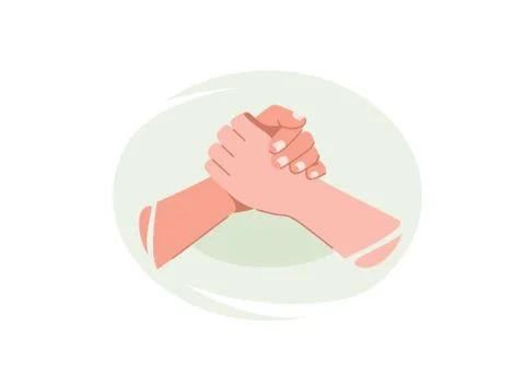 Help concept vector illustration. Two human hands hold each other Stock Illustration
