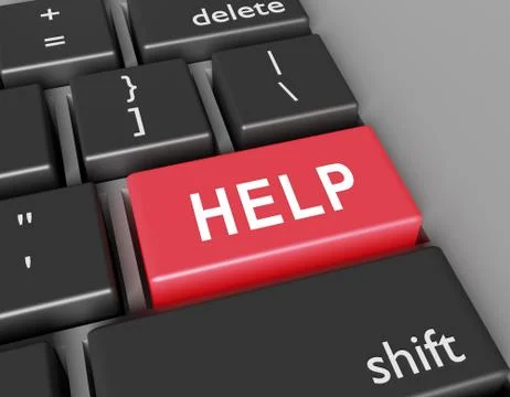 Help concept. Word HELP on button of computer keyboard 库存插图