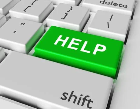 Help concept. Word Help on button of computer keyboard 스톡 일러스트