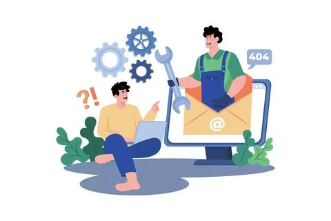 Help desk analyst providing technical assistance to customers via phone, em.. Stock Illustration