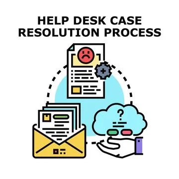 Help desk case resolution process improving customer support Stock Illustration