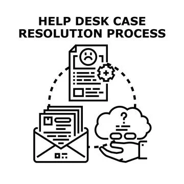 Help desk case resolution process improving customer support Stock Illustration