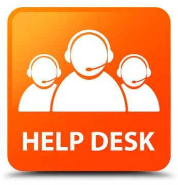 Help desk (customer care team icon) orange square button Stock Illustration