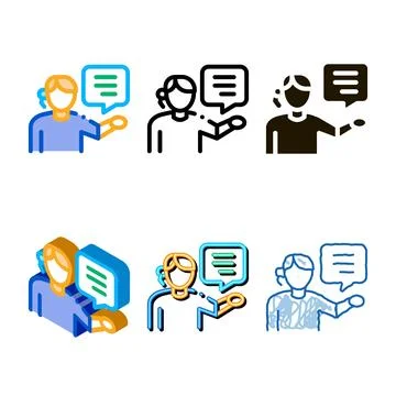Help desk diversity representative icon vector outline Stock Illustration