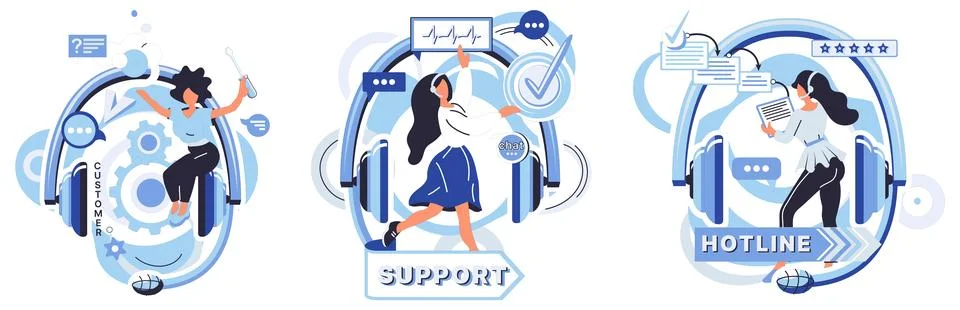 Help desk. The help desk hotline echoes with dedicated voices IT professionals イラスト素材