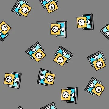 Help desk information vector seamless pattern Stock Illustration