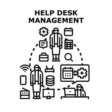 Help desk management and customer support service Stock Illustration