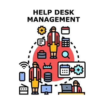 Help desk management and customer support service Stock Illustration