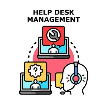 Help desk management providing customer support services Illustrazione stock