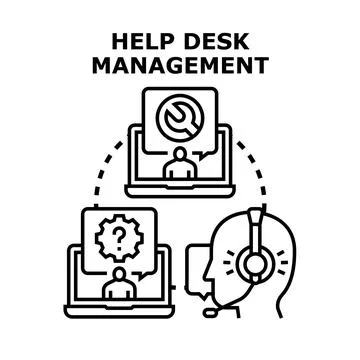Help desk management providing customer support services Stock Illustration