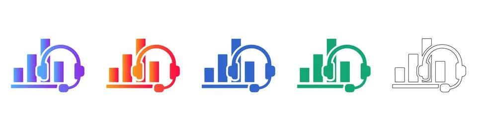 Help Desk Metrics and Data Reporting Icons 스톡 일러스트