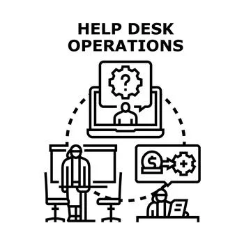 Help desk operations providing customer technical support 스톡 일러스트