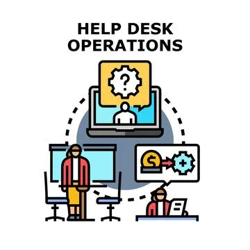 Help desk operations providing customer technical support Stock Illustration
