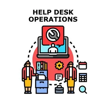Help desk operations providing technical support service Stock Illustration