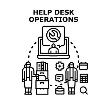 Help desk operations providing technical support service Ilustração Stock
