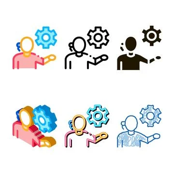 Help desk phone settings icon variations vector outline Stock Illustration