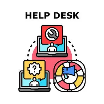 Help desk service providing it support online to clients Stock Illustration