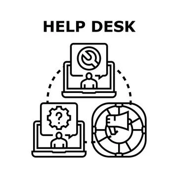 Help desk service providing it support online to clients 库存插图