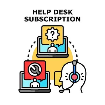 Help desk subscription service providing online tech support Stock Illustration