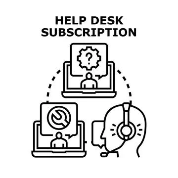 Help desk subscription service providing online tech support Stock Illustration