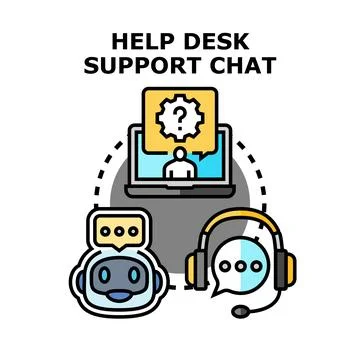 Help desk support chat assistant services providing online Stock Illustration
