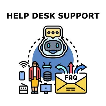 Help desk support customer service and artificial intelligence concept Stock Illustration
