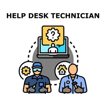 Help desk technician assistant providing technical support service Stock Illustration