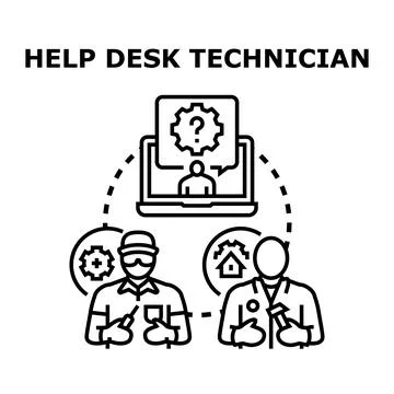 Help desk technician assistant providing technical support service Stock Illustration