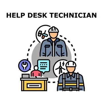 Help desk technician providing technical support Stock Illustration