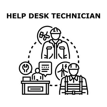 Help desk technician providing technical support Stock Illustration