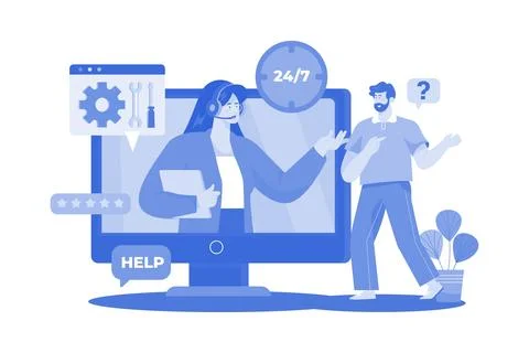 Help Desk Worker Illustration concept on a white background Stock Illustration
