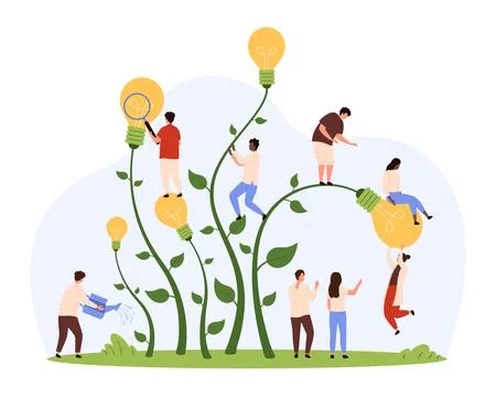 Help in development of innovation, creative idea growth from crowdsourcing of Stock-Illustration