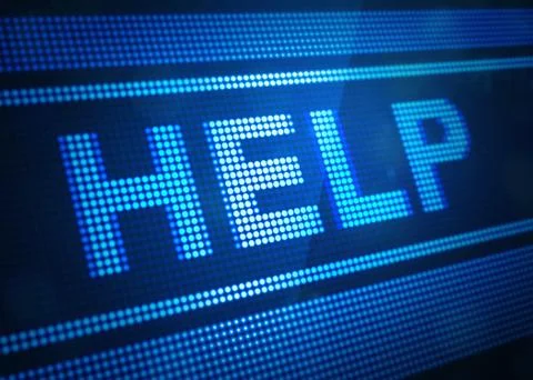 Help digital screen 3d illustration Illustrazione stock