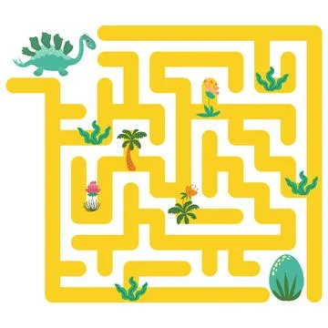 Help dinosaur find path to nest. Labyrinth. Maze game for kids Illustrazione stock