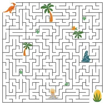 Help dinosaur find path to nest. Labyrinth. Maze game for kids Stockillustratie