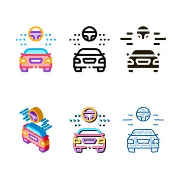 Help for driving car icon set vector outline Stock Illustration
